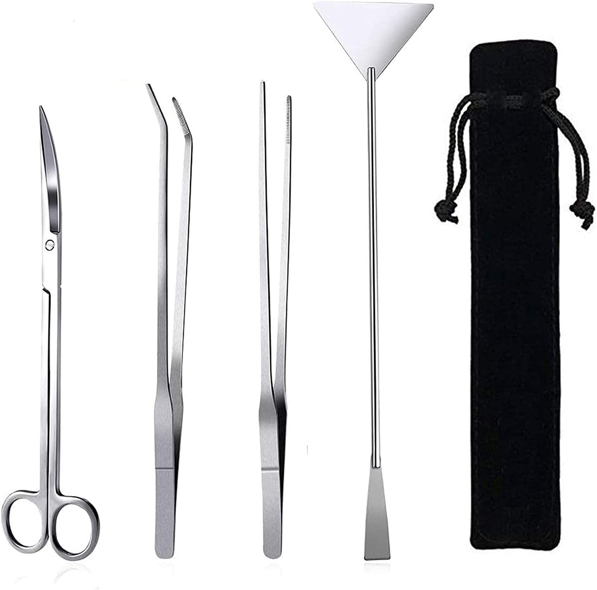 Professional Aquascaping Tool Set - 4-in-1 Stainless Steel Long Tweezers, Scissors, and Spatula for Aquatic Plants, Fish Starter Kits, Aquariums, and Terrariums