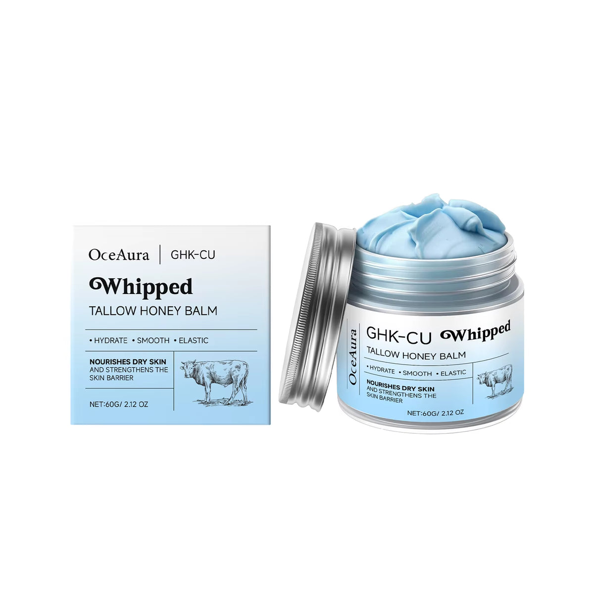 Copper Peptides Beef Tallow Honey Moisturizer Cream Brightening Rejuvenation Skin Non-Greasy Deep Hydration Whipped Tallow Balm