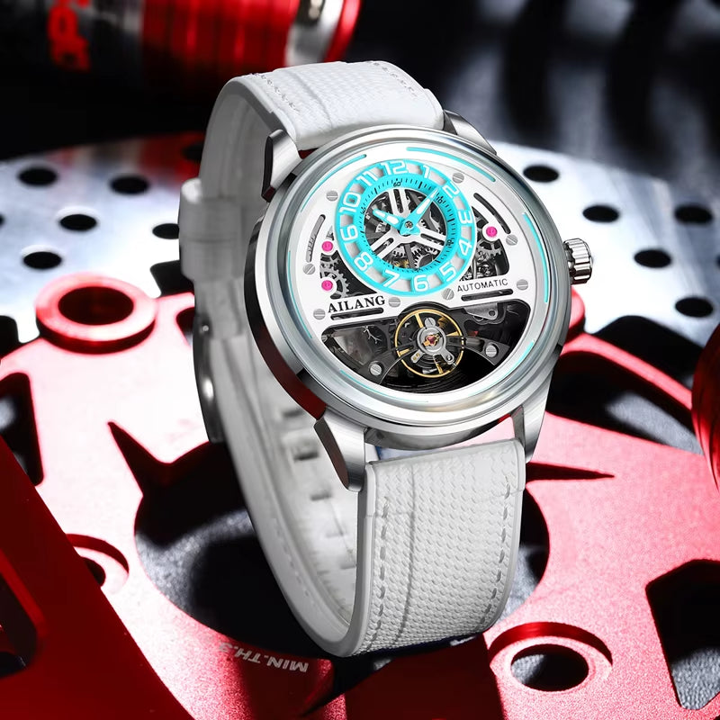 Luxury Man Watch Hollow Tourbillon Automatic Mechanical Men Watch Sports Waterproof Silicone Strap Skeleton Men'S Watches