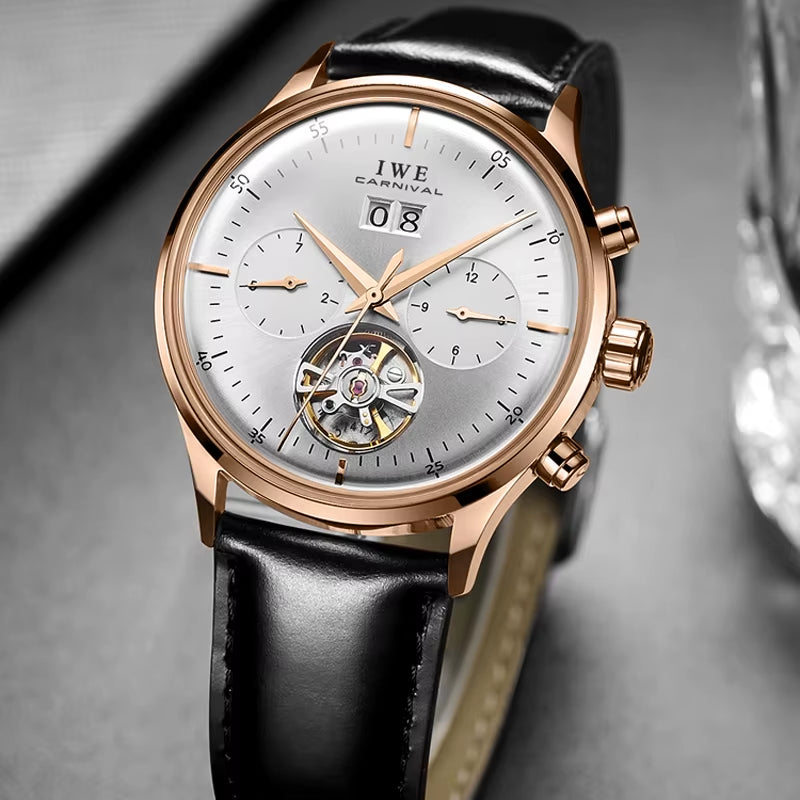 Montre Homme Luxury Brand Watches for Men Automatic Self Winding Mens Watch Leather Date Waterproof Men Mechanical Wristwatches