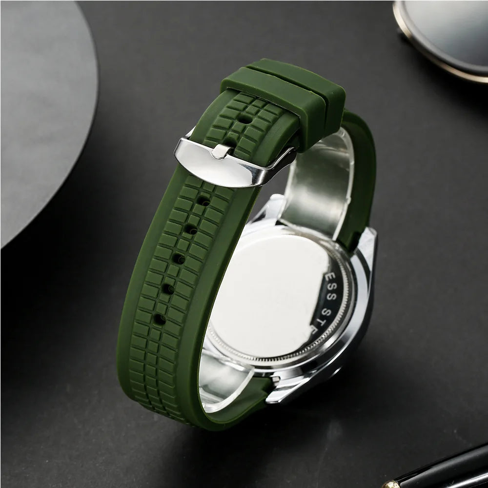 UTHAI Brand New Men'S Watch Sports Classic Calendar Waterproof Glow Silicone Tape Business Male'S Quartz Clock Watches