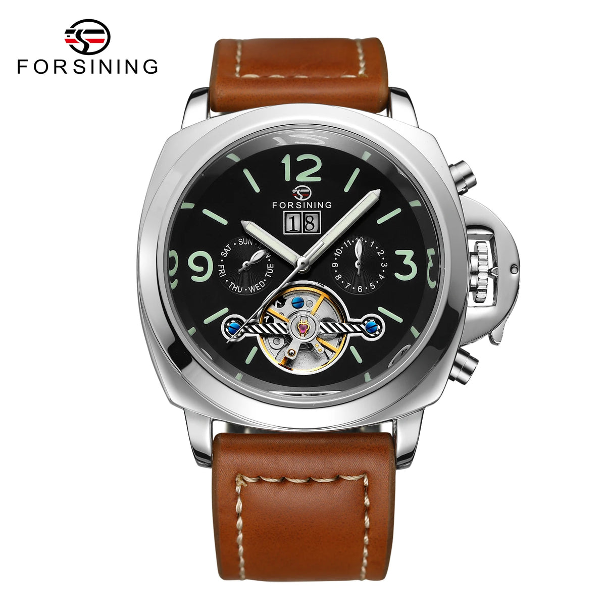 Classic Men‘S Luxury Fashion Automatic Mechanical Watch Tourbillon Sport Luminous Clock Male Leather Retro Wristwatch