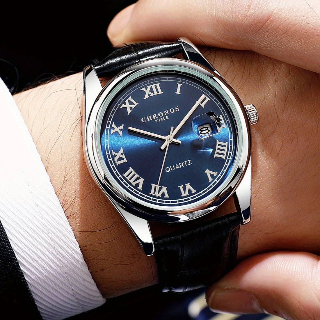 Men'S Classic Fashion Sports Watches Leather Strap Calendar Quartz Watches Business Casual Men Party Gift Wristwatches