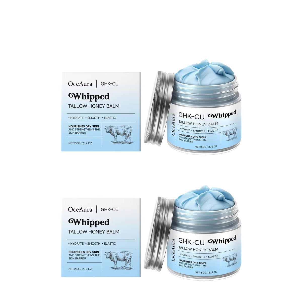 Copper Peptides Beef Tallow Honey Moisturizer Cream Brightening Rejuvenation Skin Non-Greasy Deep Hydration Whipped Tallow Balm
