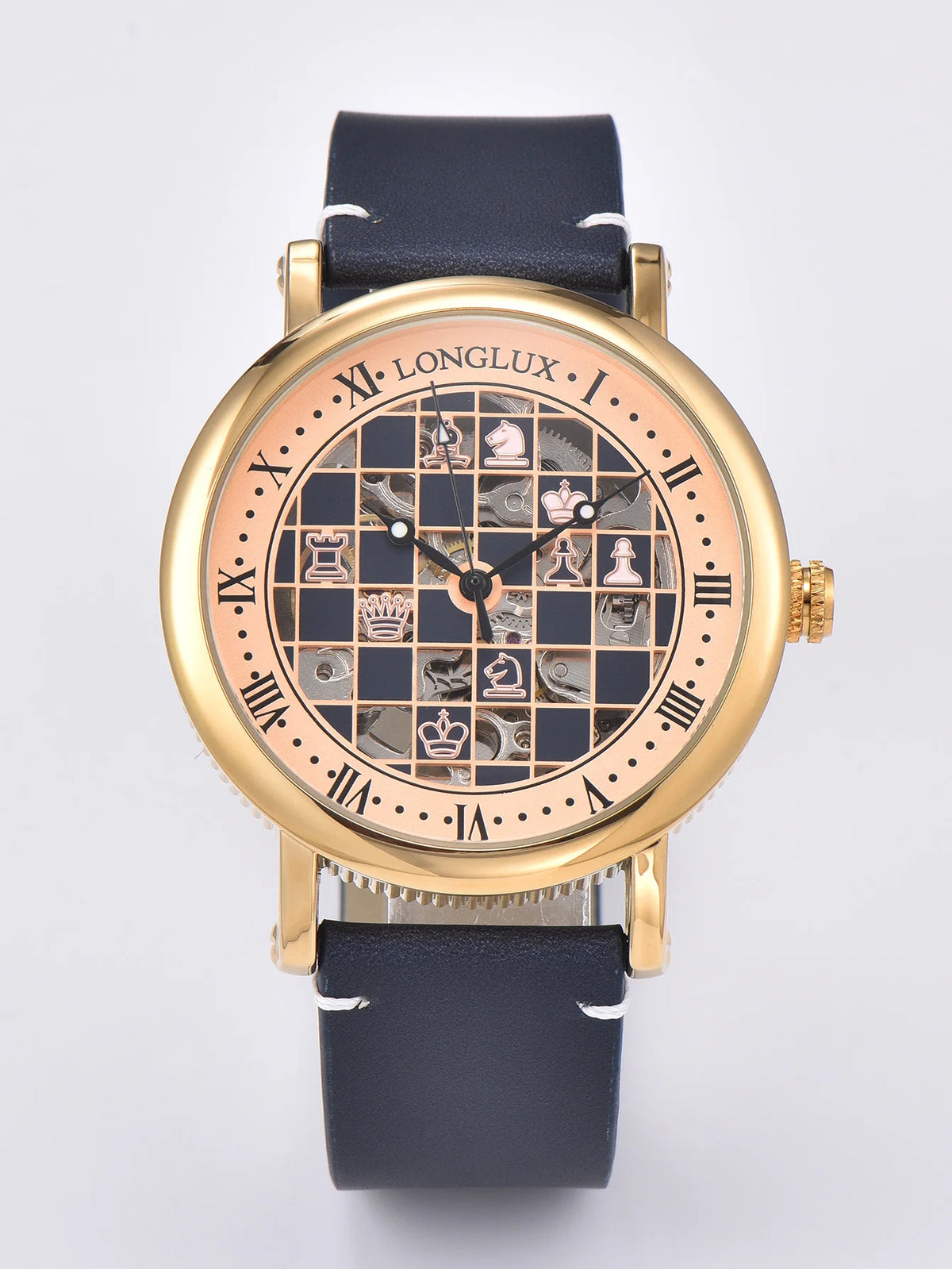 Men Automatic Watch Chess Checkerboard Mechanical Watches Waterproof Vintage Business Luminous Skeleton Leather Gift for You
