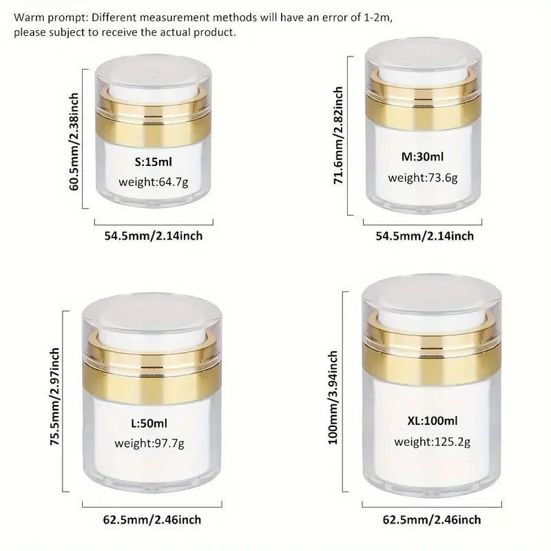 15/30/50Ml Empty Airless Pump Jar Refillable Cream Jar Vacuum Bottle Portable Cream and Lotion Cosmetic Container with Pump