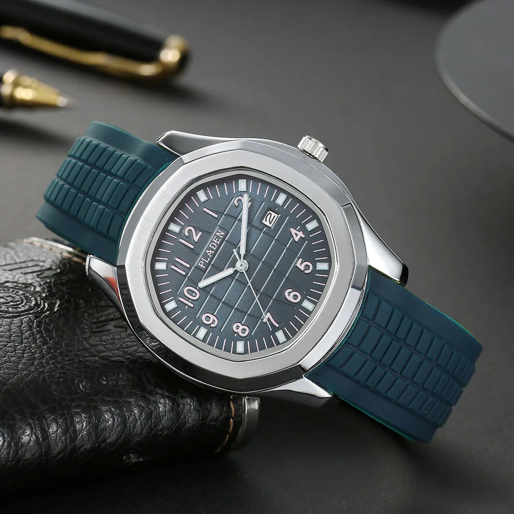 UTHAI Brand New Men'S Watch Sports Classic Calendar Waterproof Glow Silicone Tape Business Male'S Quartz Clock Watches