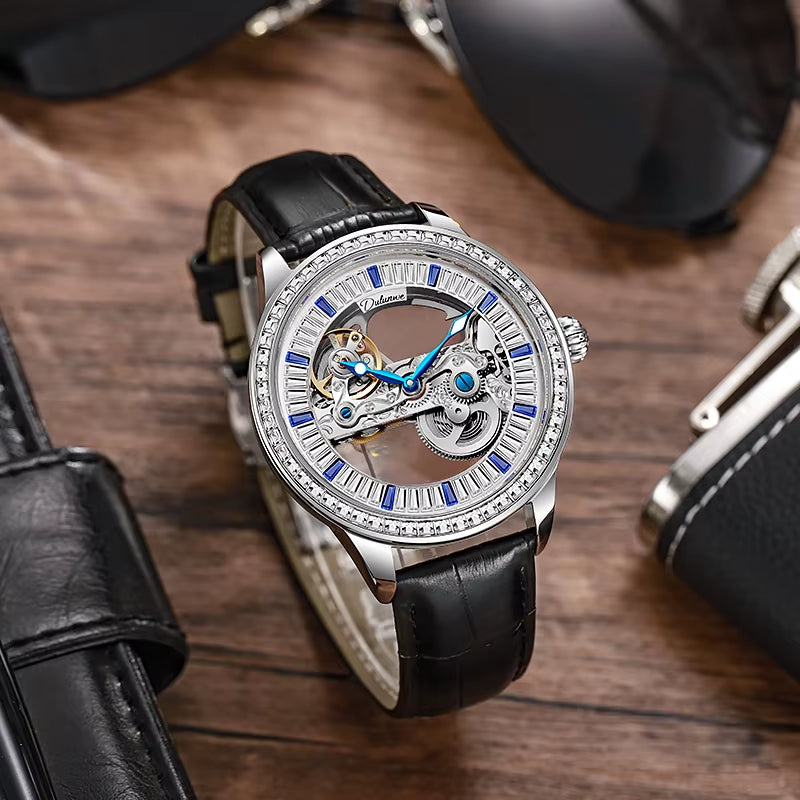 Top Brand Zircon Dial Skeleton Mechanical Men'S Watches Waterproof Luxury Sport Automatic Male Wristwatch Relogio Masculino