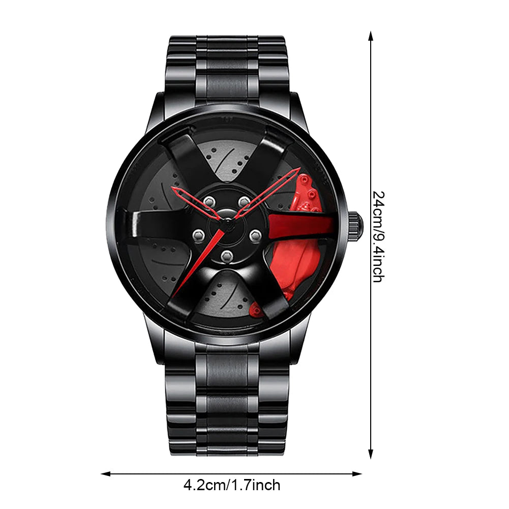 Business Luxury Quartz Watch Car Sport Rim Automatic Movement round Dial Clock Watches Machinery Men Sport Watch