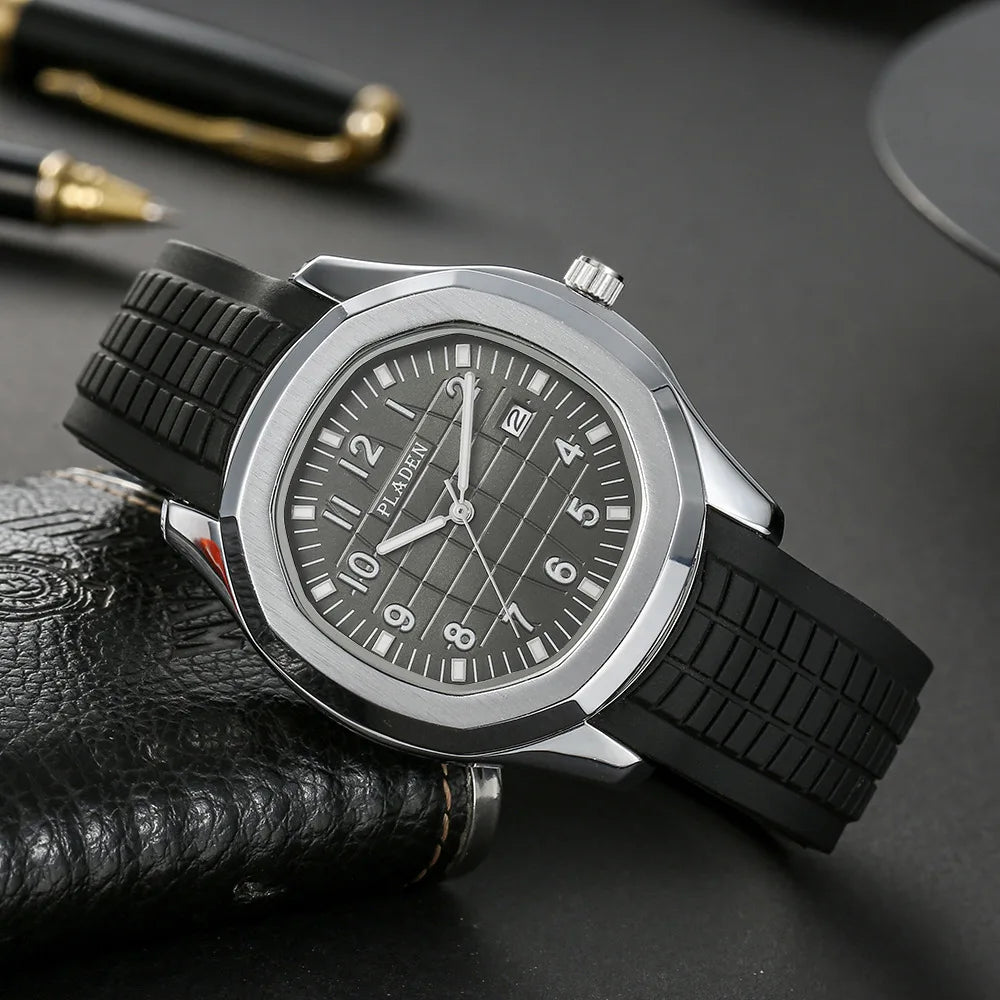 UTHAI Brand New Men'S Watch Sports Classic Calendar Waterproof Glow Silicone Tape Business Male'S Quartz Clock Watches