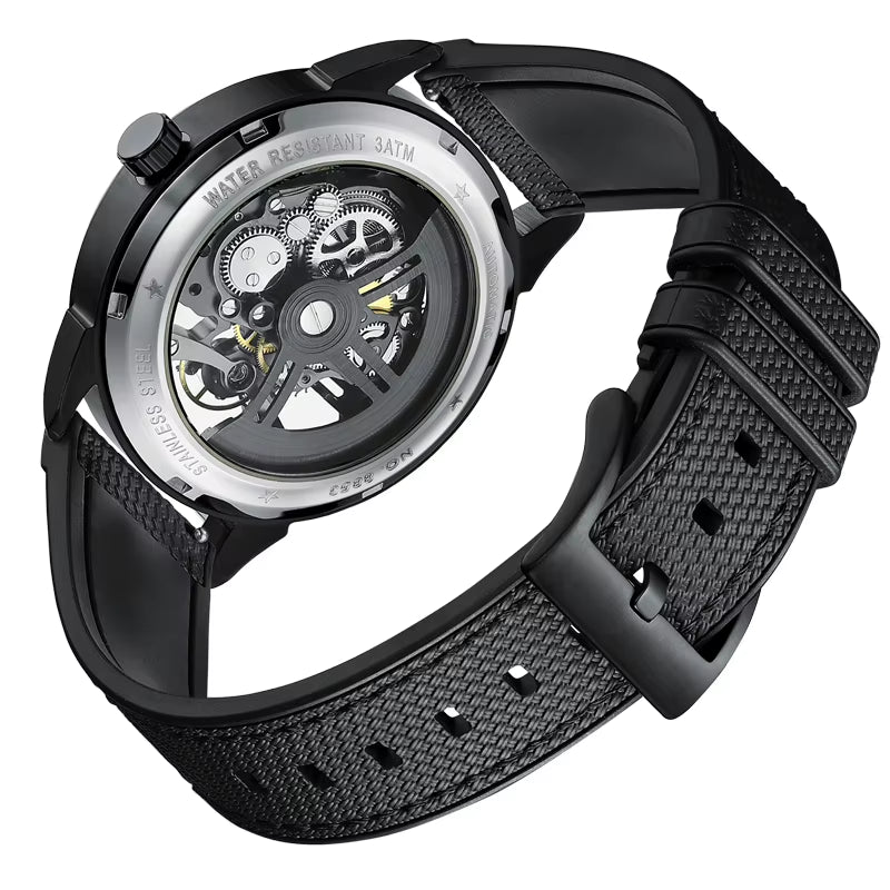 Luxury Man Watch Hollow Tourbillon Automatic Mechanical Men Watch Sports Waterproof Silicone Strap Skeleton Men'S Watches