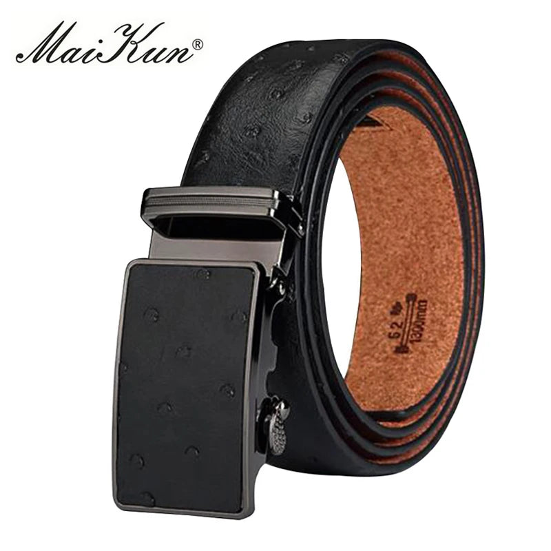 Luxury Leather Belt for Men Original Designt Ostrich Grain Automatic Buckle Belt Ceinture Homme Cinto Masculino