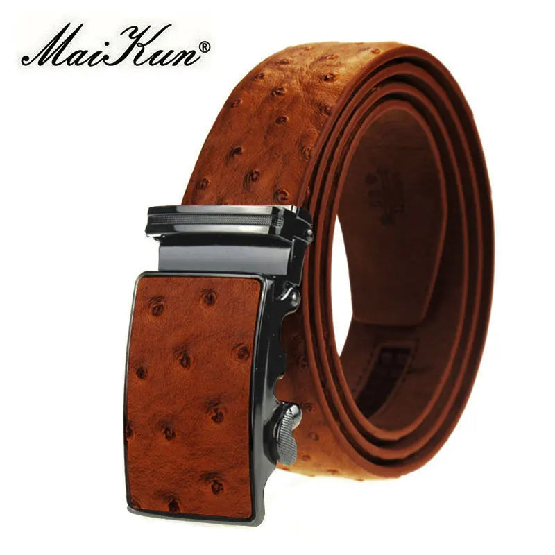 Luxury Leather Belt for Men Original Designt Ostrich Grain Automatic Buckle Belt Ceinture Homme Cinto Masculino