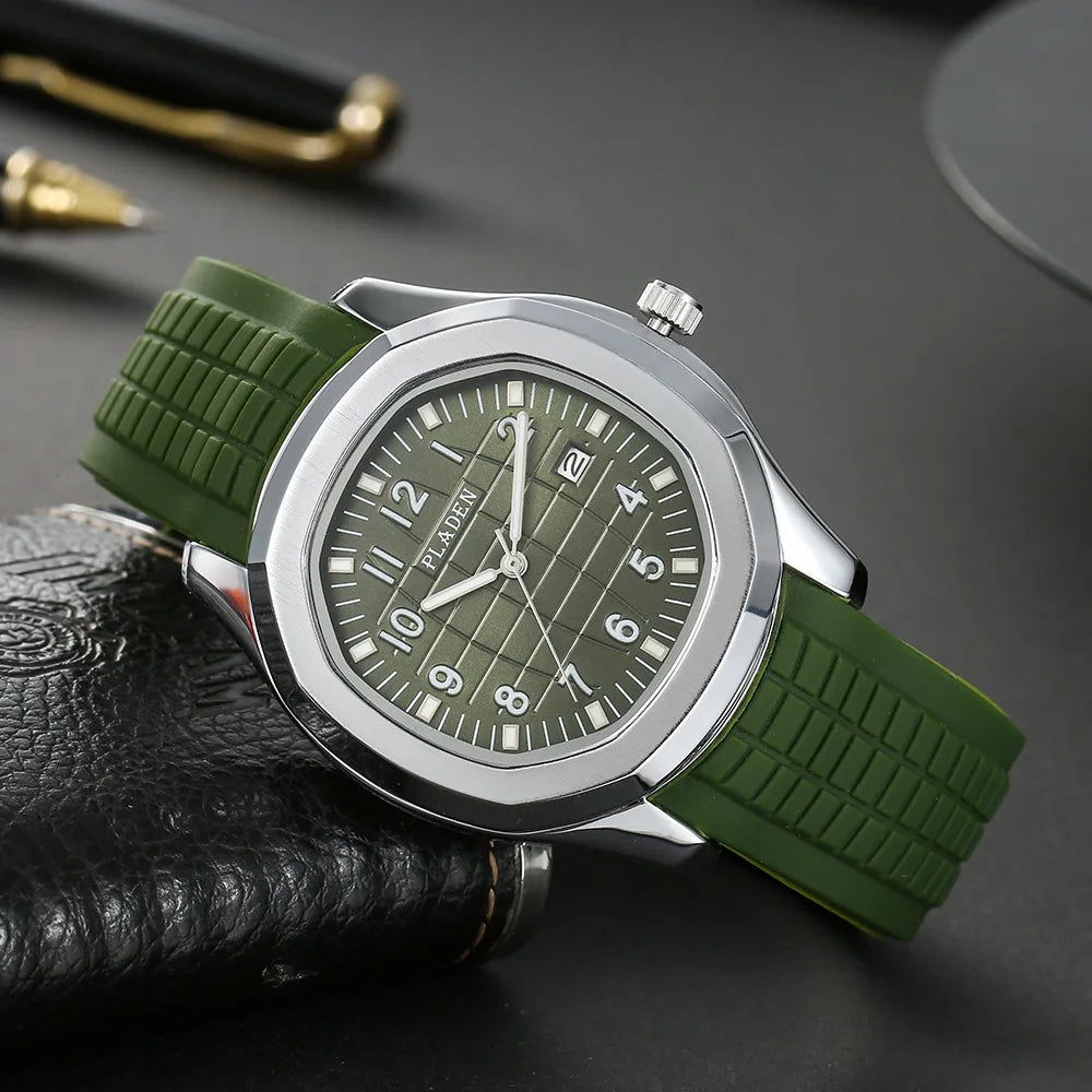 UTHAI Brand New Men'S Watch Sports Classic Calendar Waterproof Glow Silicone Tape Business Male'S Quartz Clock Watches