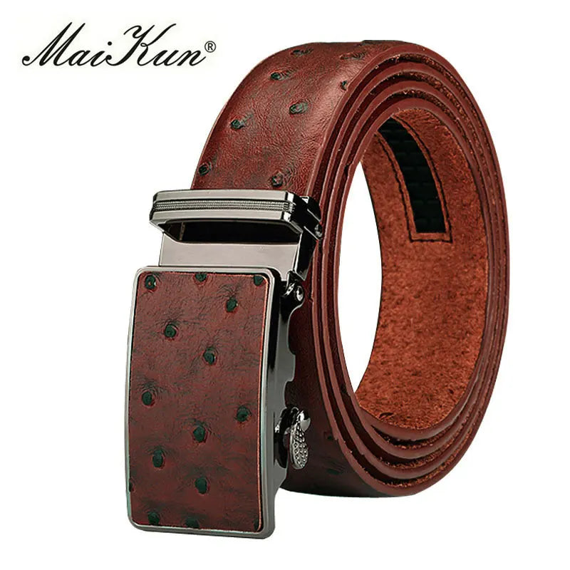 Luxury Leather Belt for Men Original Designt Ostrich Grain Automatic Buckle Belt Ceinture Homme Cinto Masculino