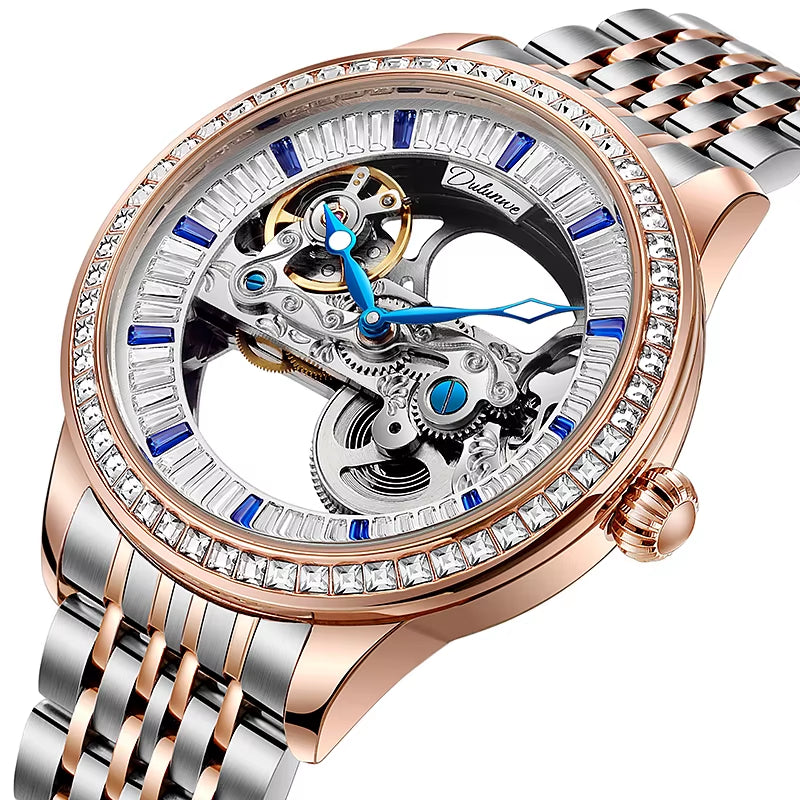 Top Brand Zircon Dial Skeleton Mechanical Men'S Watches Waterproof Luxury Sport Automatic Male Wristwatch Relogio Masculino