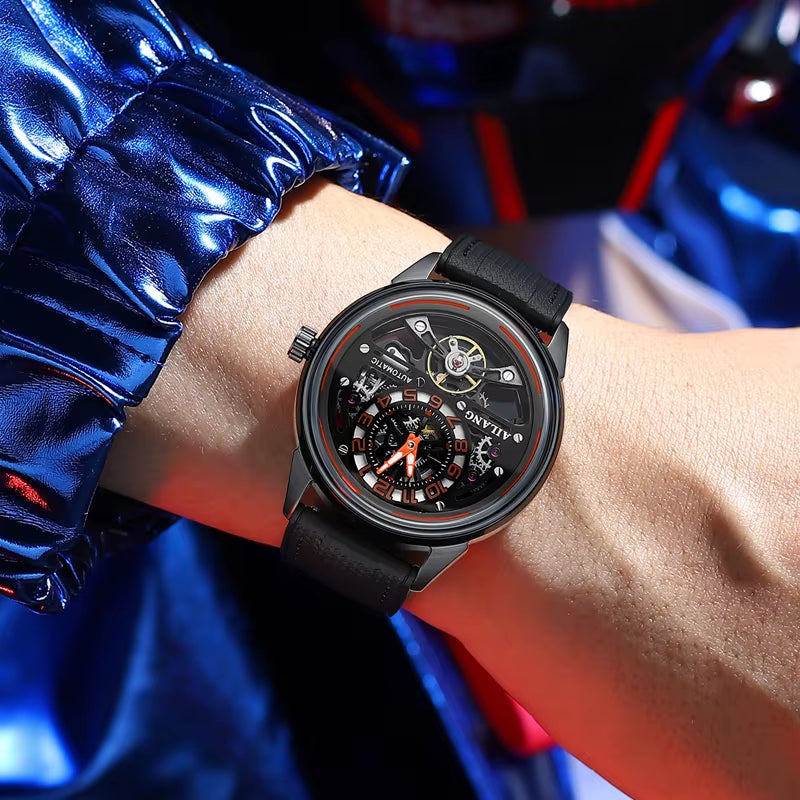 Luxury Man Watch Hollow Tourbillon Automatic Mechanical Men Watch Sports Waterproof Silicone Strap Skeleton Men'S Watches