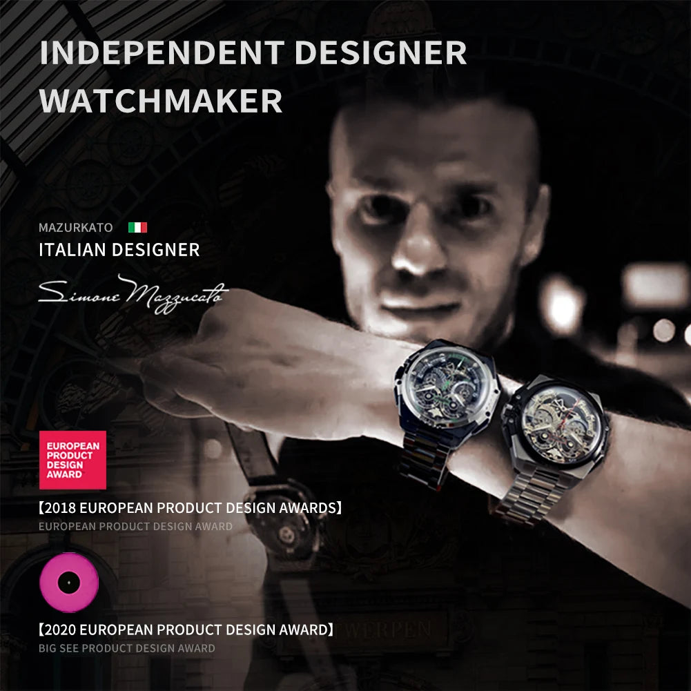 3266 Luxury Man Watch Skeleton Automatic Mechanical Wrist Watch for Men Italian Designer Collaboration Men'S Watches NEW