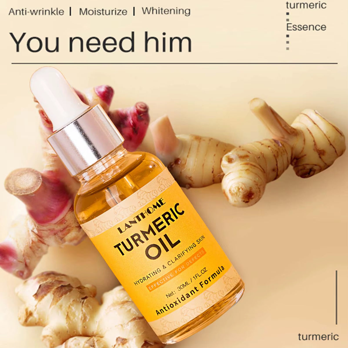 30Ml Turmeric Oil Facial Turmeric Serums Deep Moisture Serums Turmeric Freckle Whitening Serum Nourish Smooth Face Skin Care