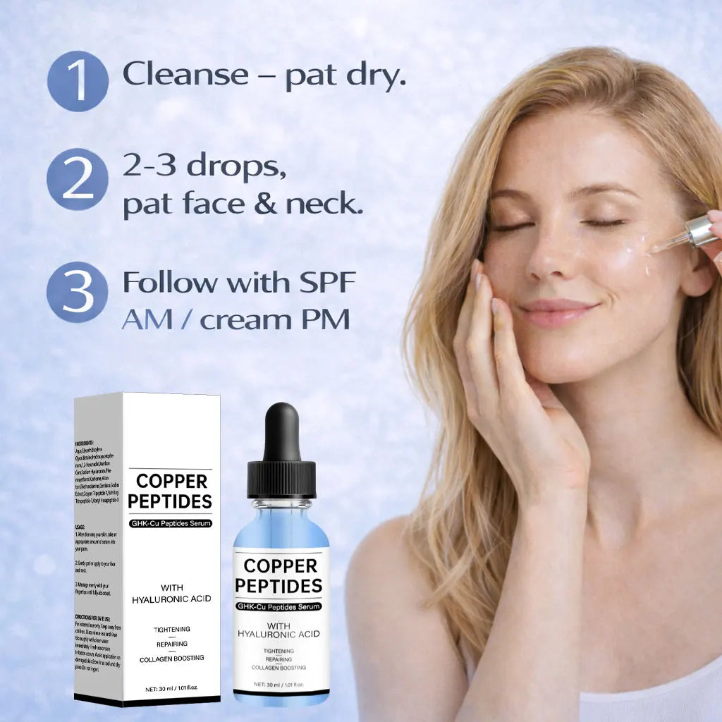 Copper Peptides Serum for Face,Tightening, Soothing,Colagen Boosting with Hyaluronic Acid Skin Care,30Ml Serum for Women