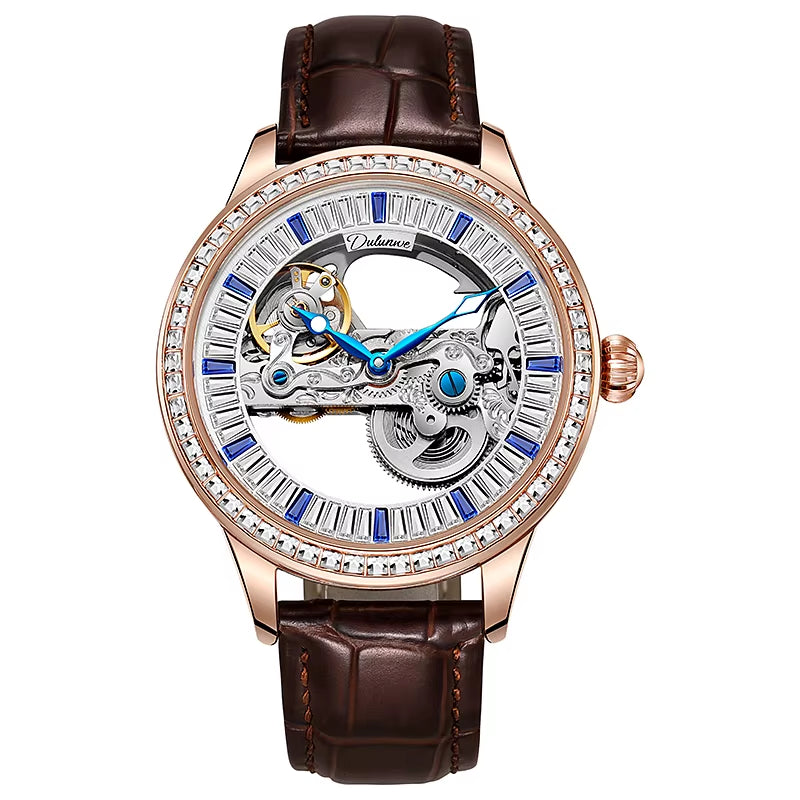 Top Brand Zircon Dial Skeleton Mechanical Men'S Watches Waterproof Luxury Sport Automatic Male Wristwatch Relogio Masculino