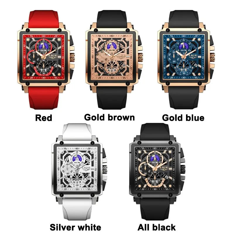 2024  Men Watches Chronograph Top Brand Luxury Silicone Sport Wristwatch Business Quartz Clock Waterproof Watch Montre Homme