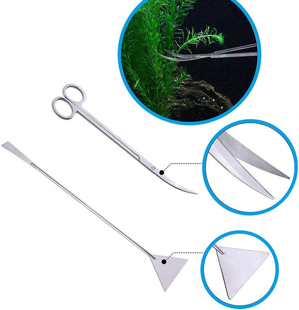 Professional Aquascaping Tool Set - 4-in-1 Stainless Steel Long Tweezers, Scissors, and Spatula for Aquatic Plants, Fish Starter Kits, Aquariums, and Terrariums