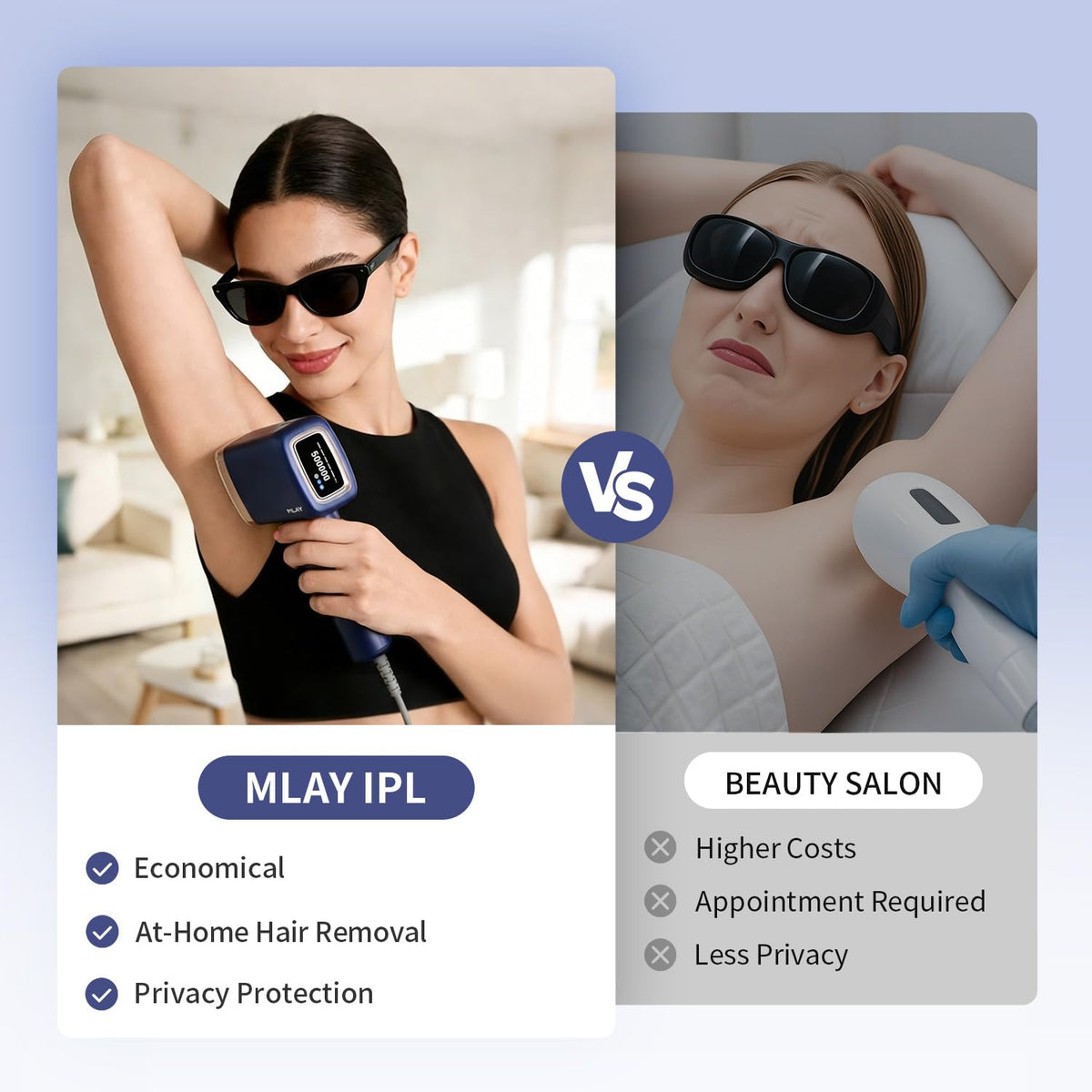 IPL Hair Removal Device, Ice Cooling Protection Laser Permanent Whole Body Hair Remover for Home Use Women and Men (Bule)