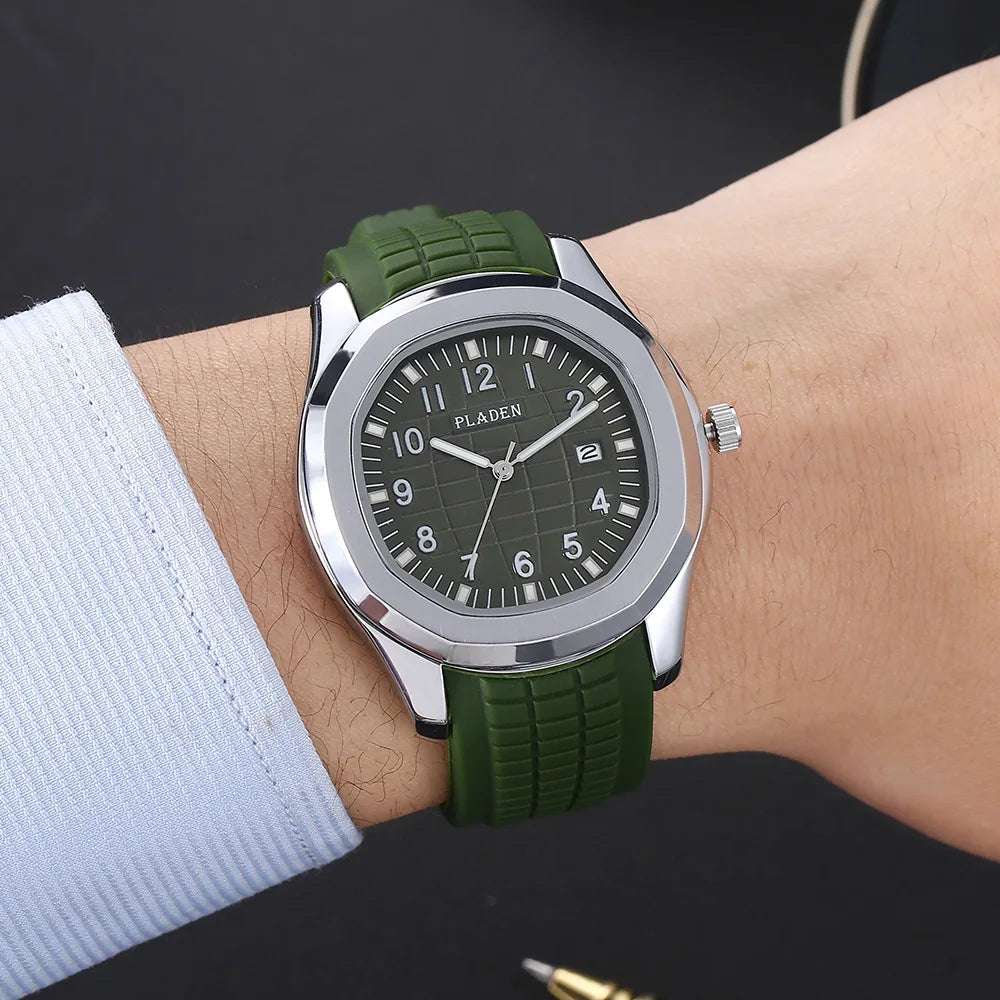 UTHAI Brand New Men'S Watch Sports Classic Calendar Waterproof Glow Silicone Tape Business Male'S Quartz Clock Watches