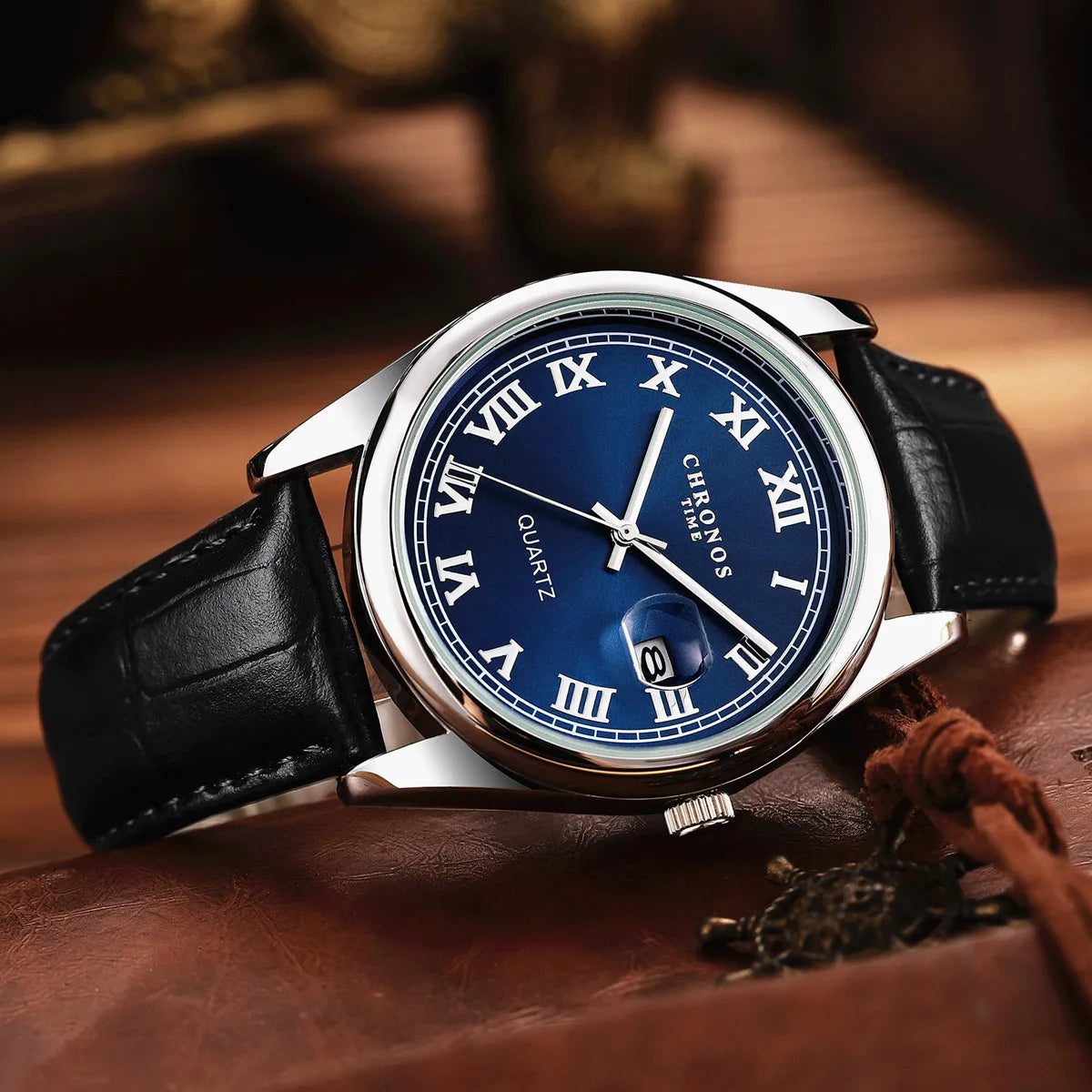 Men'S Classic Fashion Sports Watches Leather Strap Calendar Quartz Watches Business Casual Men Party Gift Wristwatches