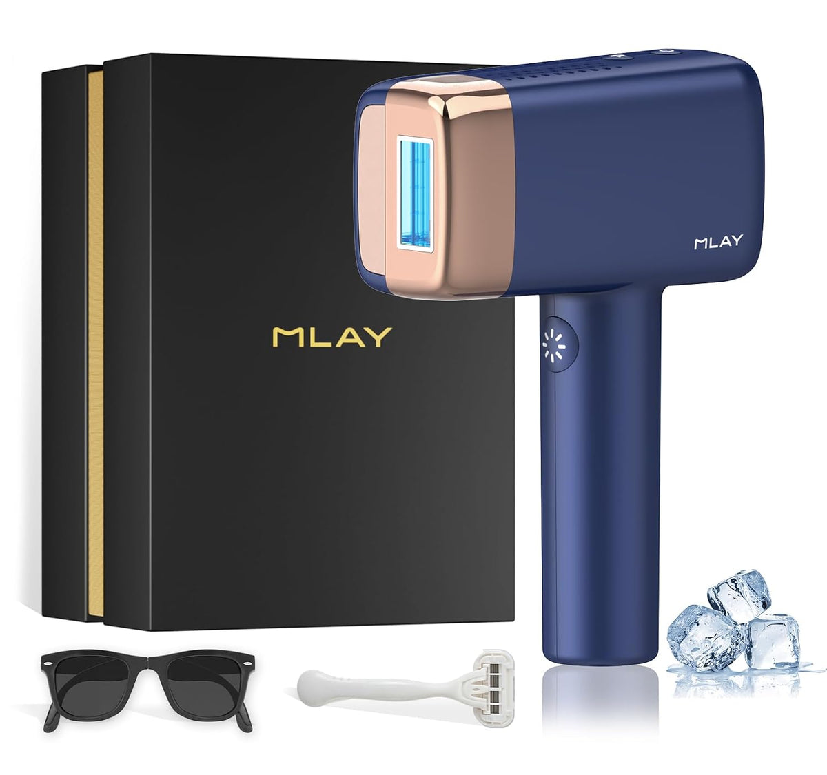 IPL Hair Removal Device, Ice Cooling Protection Laser Permanent Whole Body Hair Remover for Home Use Women and Men (Bule)
