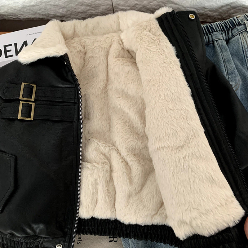 Boys' leather jacket for autumn and winter
