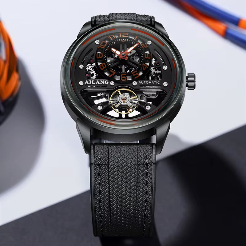Luxury Man Watch Hollow Tourbillon Automatic Mechanical Men Watch Sports Waterproof Silicone Strap Skeleton Men'S Watches