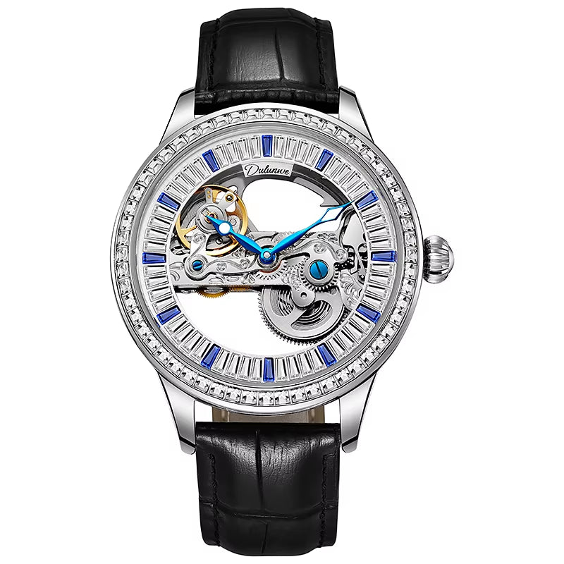 Top Brand Zircon Dial Skeleton Mechanical Men'S Watches Waterproof Luxury Sport Automatic Male Wristwatch Relogio Masculino