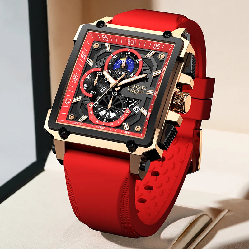 2024  Men Watches Chronograph Top Brand Luxury Silicone Sport Wristwatch Business Quartz Clock Waterproof Watch Montre Homme