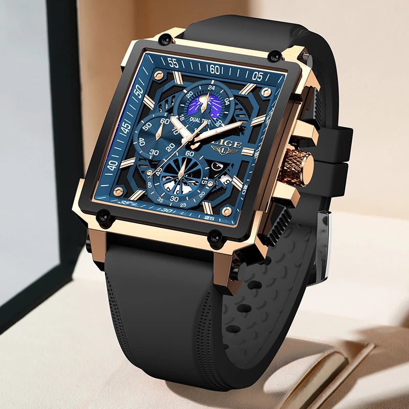 2024  Men Watches Chronograph Top Brand Luxury Silicone Sport Wristwatch Business Quartz Clock Waterproof Watch Montre Homme