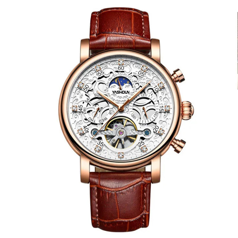 Mens Watch Hollow Out Mechanical Automatic Wristwatch Tourbillon Skeleton Watches Men Mechanical Automatic Waterproof Watch Relo