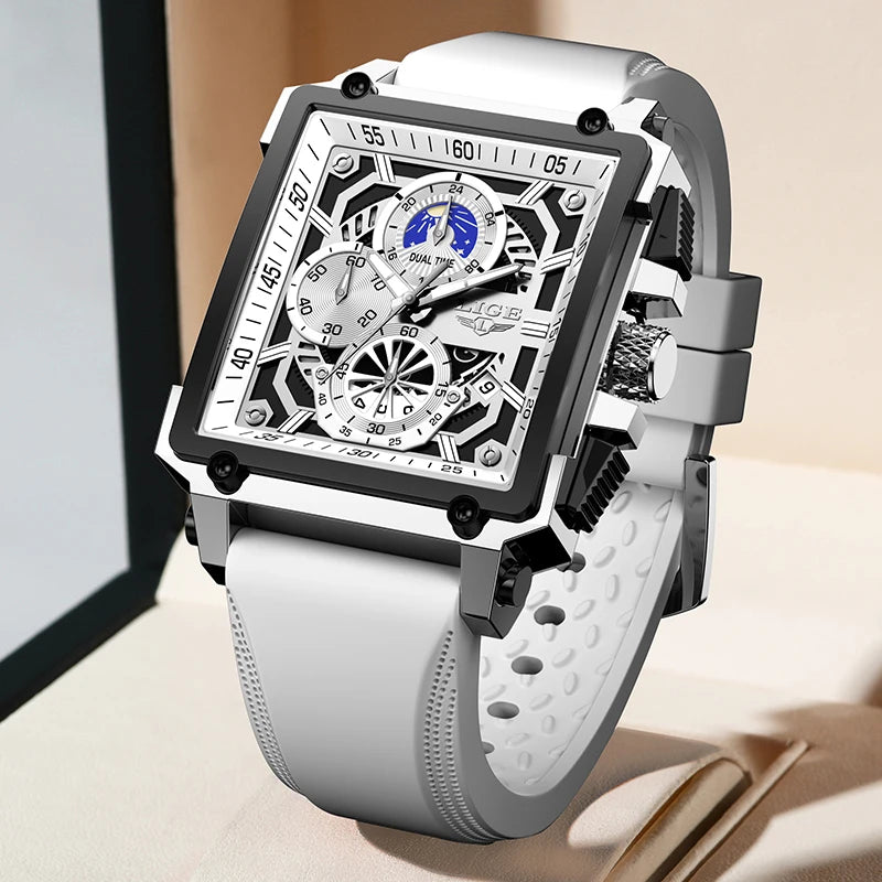 2024  Men Watches Chronograph Top Brand Luxury Silicone Sport Wristwatch Business Quartz Clock Waterproof Watch Montre Homme