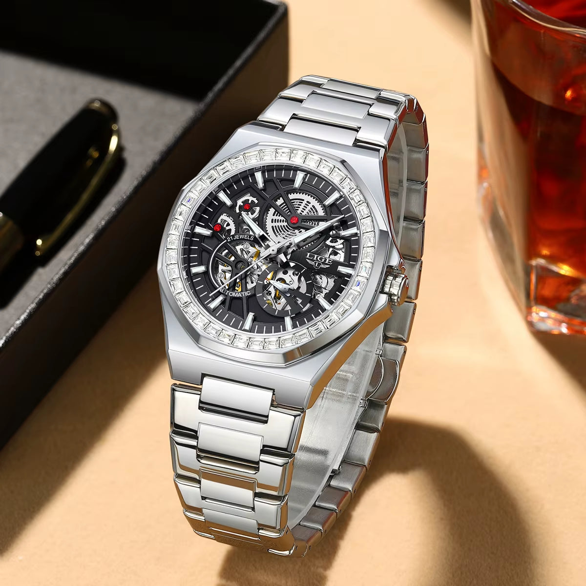 Luxury Men Mechanical Watch Automatic Watch Waterproof Luminous Date Stainless Steel Watches Reloj Hombre Montre Homme
