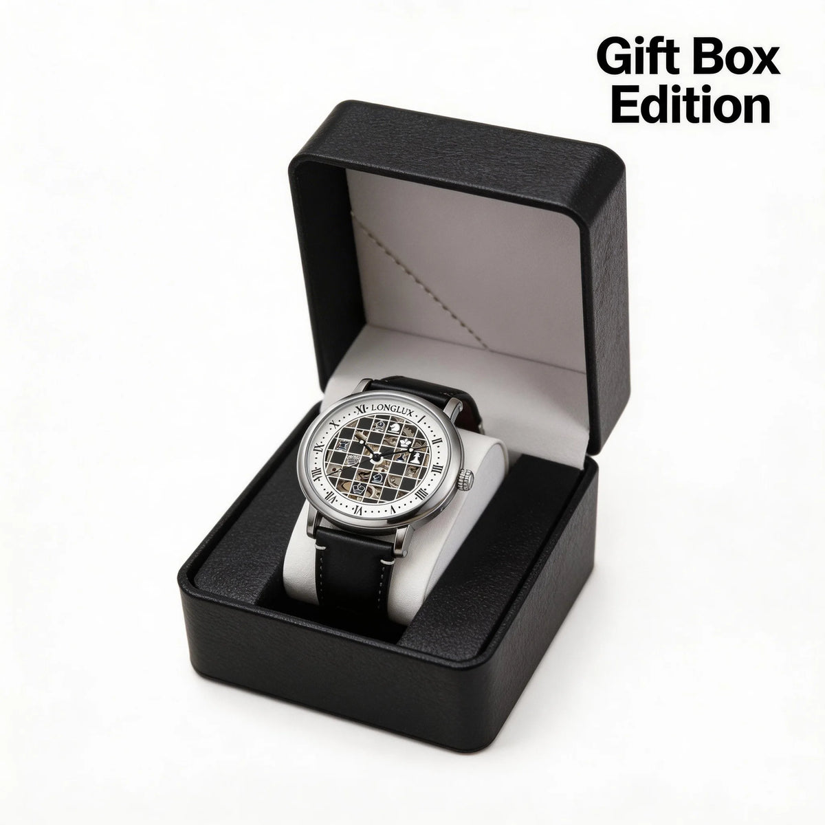Men Automatic Watch Chess Checkerboard Mechanical Watches Waterproof Vintage Business Luminous Skeleton Leather Gift for You