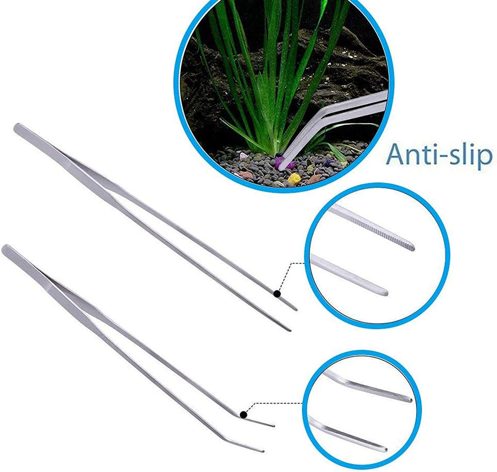 Professional Aquascaping Tool Set - 4-in-1 Stainless Steel Long Tweezers, Scissors, and Spatula for Aquatic Plants, Fish Starter Kits, Aquariums, and Terrariums