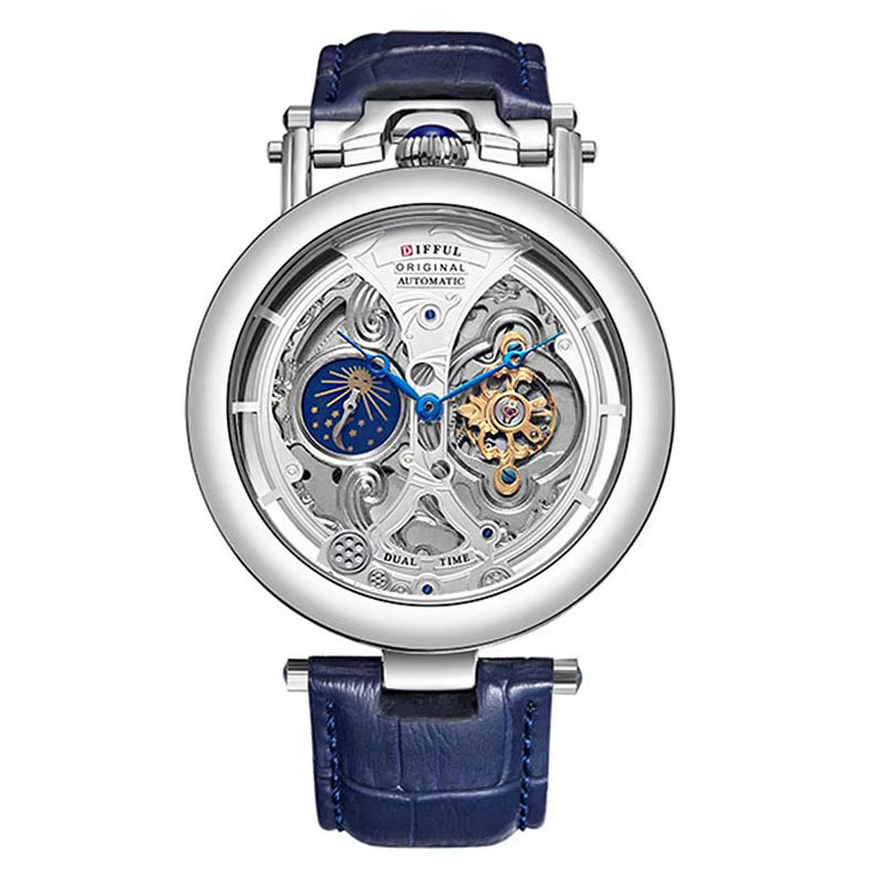 New Fashion Hollow Automatic Mechanical Watches Men Business Casual Leather Skeleton Tourbillon Wrist Watch Relogio Masculino