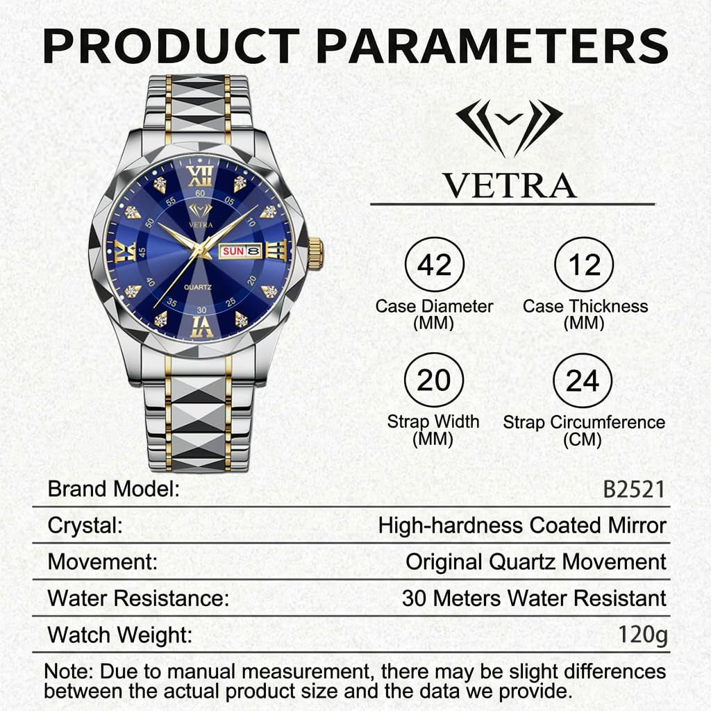 Watches for Men Luxury Diamond Dress Business Classic Wrist Watch