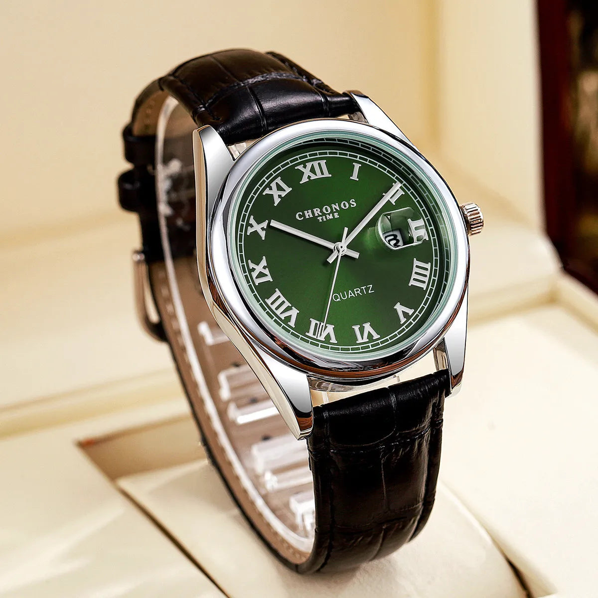 Men'S Classic Fashion Sports Watches Leather Strap Calendar Quartz Watches Business Casual Men Party Gift Wristwatches