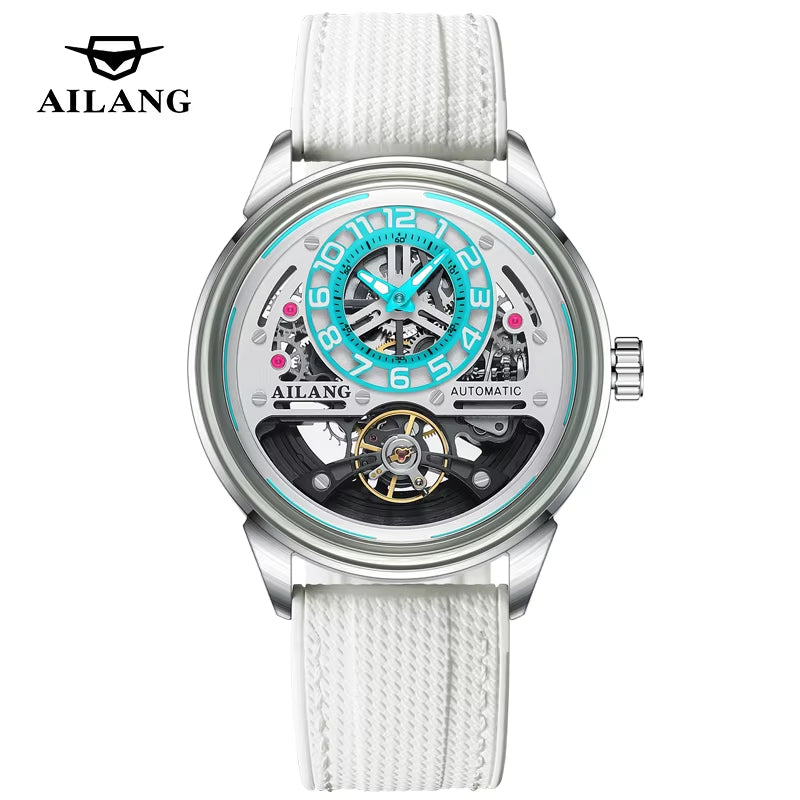 Luxury Man Watch Hollow Tourbillon Automatic Mechanical Men Watch Sports Waterproof Silicone Strap Skeleton Men'S Watches