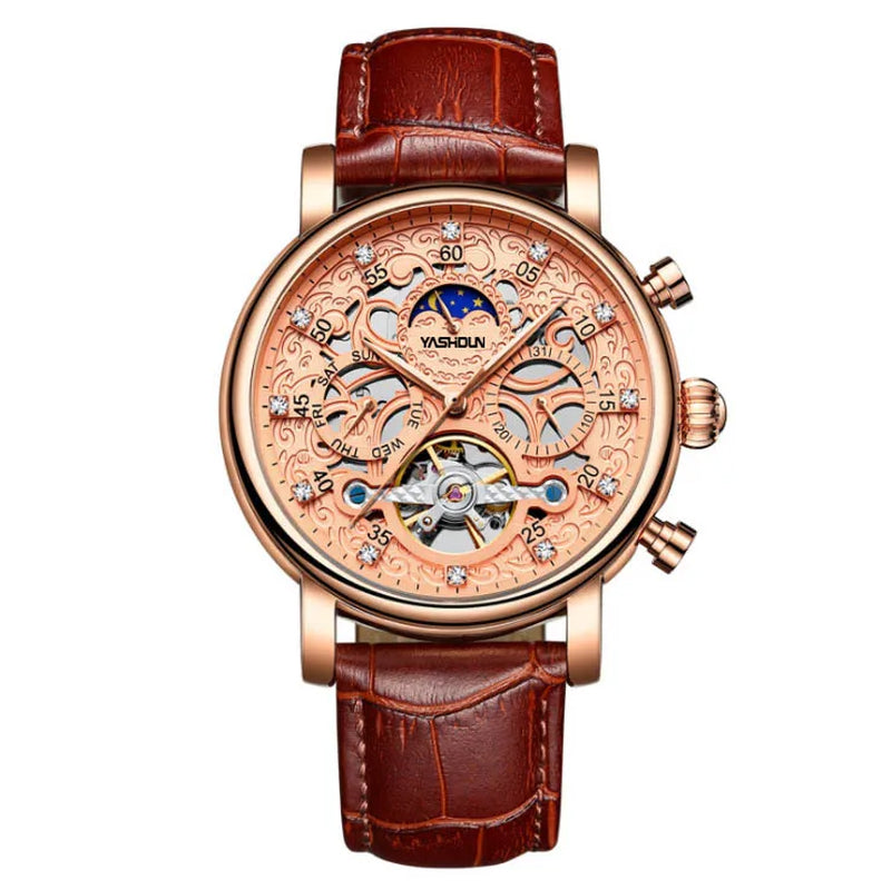 Mens Watch Hollow Out Mechanical Automatic Wristwatch Tourbillon Skeleton Watches Men Mechanical Automatic Waterproof Watch Relo