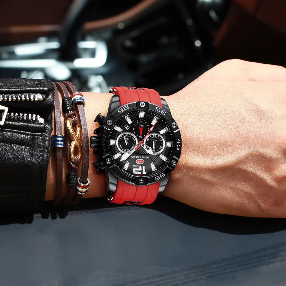 Men Watches Top Brand Luxury Quartz Waterproof Sport Wristwatches Reloj Hombre Montre Homme Relogio Masculino Red Silicone Strap